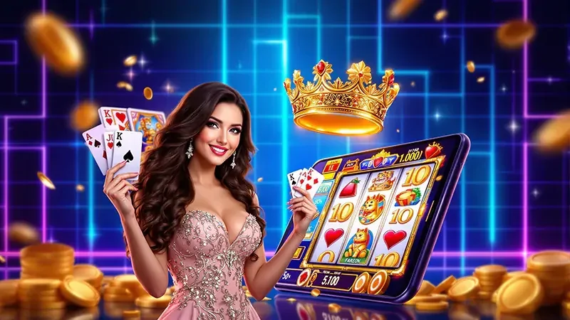 Tampilan permainan slot dengan reel dan simbol berwarna